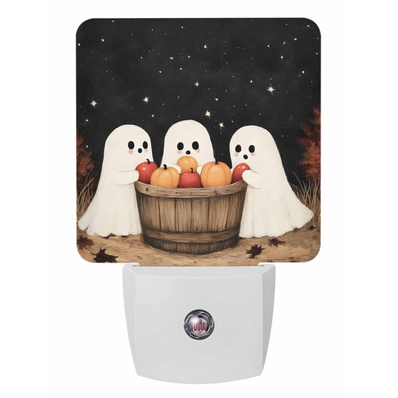 Fall Night Lights Auto Sensor Cute Spooky Plug-in LED Nightlights Dusk to Dawn for Living Room, Bedroom, Hallway, Stairways Thanksgiving Wall Decor, Harvest Pumpkin Ghosts Horror Night Night Light