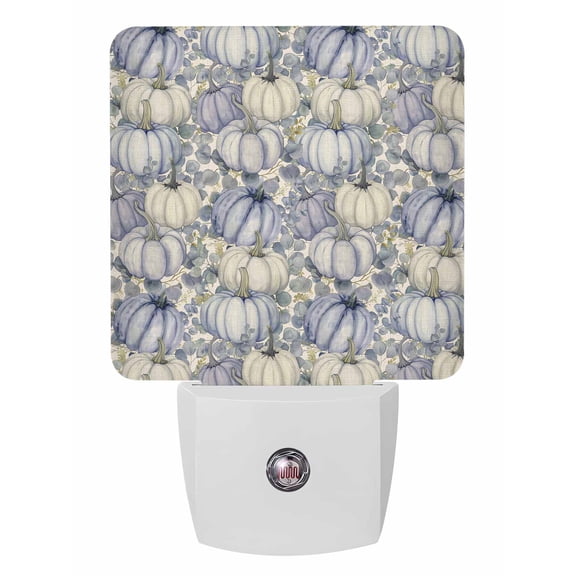 Fall Night Lights Auto Sensor Eucalyptus Leaves Plug-in LED Nightlights Dusk to Dawn for Living Room, Bedroom, Bathroom, Hallway, Stairways Thanksgiving Wall Decor, Pumpkin Night Light