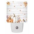 thumbnail image 1 of Fall Night Lights Auto Sensor Harvest Pumpkin Plug-in LED Nightlights Dusk to Dawn for Living Room, Bedroom, Hallway, Stairways Thanksgiving Wall Decor, Maple Leaves Bird White Wood Night Light, 1 of 9