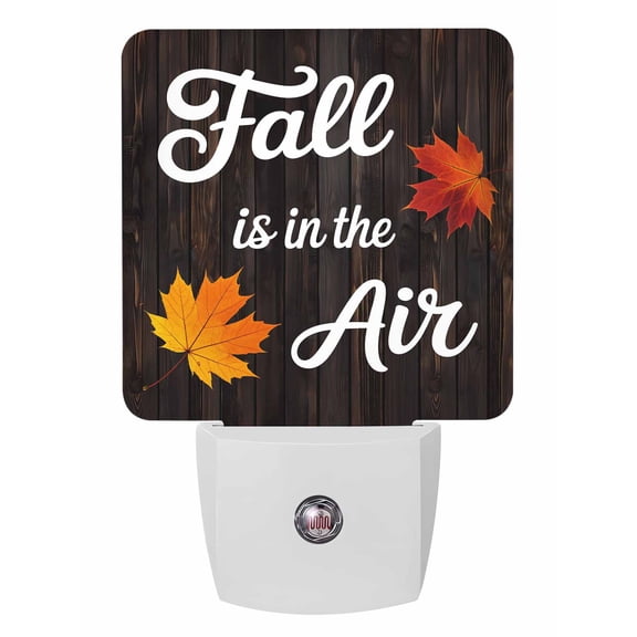 Fall Night Lights Auto Sensor Maple Leaves Plug-in LED Nightlights Dusk to Dawn for Living Room, Bedroom, Bathroom, Hallway, Stairways Thanksgiving Wall Decor, Fall Is in The Air Wooden Night Light