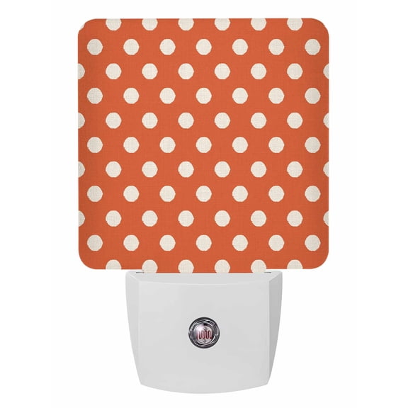 Fall Night Lights Auto Sensor Orange Polka Dots Plug-in LED Nightlights Dusk to Dawn for Living Room, Bedroom, Bathroom, Hallway, Stairways Thanksgiving Wall Decor, Cute Solid Color Night Light