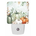 thumbnail image 1 of Fall Night Lights Auto Sensor Sage Green Pumpkin Plug-in LED Nightlights Dusk to Dawn for Living Room, Bedroom, Hallway, Stairways Thanksgiving Wall Decor, Floral Autumn Eucalyptus Leaf Night Light, 1 of 9