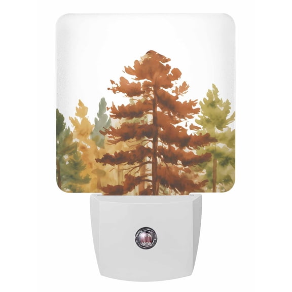 Fall Night Lights Auto Sensor Tree Forest Plug-in LED Nightlights Dusk to Dawn for Living Room, Bedroom, Bathroom, Hallway, Stairways Thanksgiving Wall Decor, Watercolor Autumn Nature Night Light