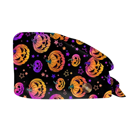 Fall Nurse Hat for Women, Adjustable Scrub Cap with Ponytail, Halloween Hair Cover for Work, Shower, Salon, Spa, Home, Soft Breathable Cap Dark Purple