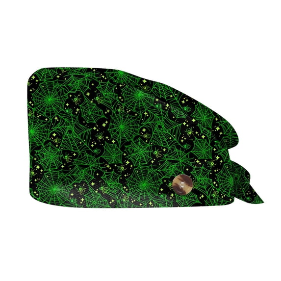 Fall Nurse Hat for Women, Adjustable Scrub Cap with Ponytail, Halloween Hair Cover for Work, Shower, Salon, Spa, Home, Soft Breathable Cap Dark Green