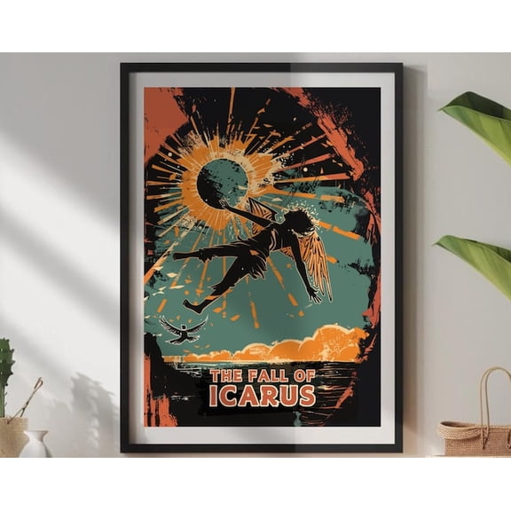 Fall Of Icarus Wall Art Print, Unframed Paper Poster 16x20in