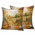 thumbnail image 1 of Fall Oil Painting Outdoor Waterproof Pillow Covers, Thanksgiving Pumpkin Maple Leaf Country Decorative Square Throw Pillowcase Sofa Cushion Sham for Patio/Couch/Chair, 18"x18" 2 Pack, 1 of 8