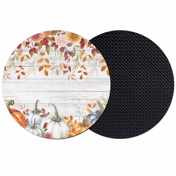 Fall Orange Blue Coasters Set of 2, Absorbent Coasters for Drinks, Autumn Thanksgiving Floral Botanical Retro Coaster for Desk Coffee Table Protection, Home Decor House Warming Gifts 4"