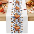 thumbnail image 1 of Fall Orange Blue Pumpkins Cotton Linen Rectangle Table Runners 13"x36", Thanksgiving Autumn Maple Leaves Coffee Table Runner Dresser Scarves Table Runners for Wedding Party Banquet Dinner Decor, 1 of 8