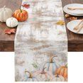 thumbnail image 1 of Fall Orange Blue Pumpkins Table Runner - 36 Inch Long Thanksgiving Autumn Harvest Cotton and Linen Blended Dress Scarves Farmhouse Table Runner for Kitchen Dining, Coffee Table, 13" x 36", 1 of 8