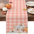 thumbnail image 1 of Fall Orange Blue Pumpkins Table Runner - 36 Inch Long Thanksgiving Harvest Pink Plaid Cotton and Linen Blended Dress Scarves Farmhouse Table Runner for Kitchen Dining, Coffee Table, 13" x 36", 1 of 8