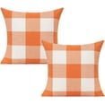 thumbnail image 1 of Fall Orange Decor Throw Pillow Covers Outdoor 16x16 Set of 2 Thanksgiving Decorative Buffalo Plaid Checkers Rustic Cushion Cases Autumn Farmhouse Home Decor for Couch Bedroom Outdoor Decorations, 1 of 6