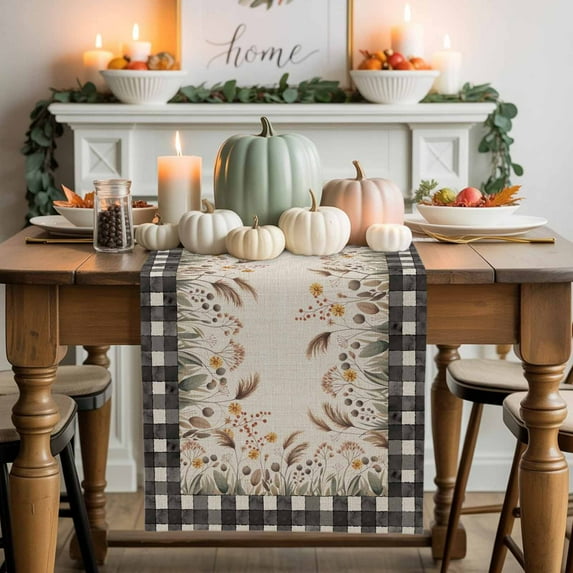 Fall Orange Foxtail Table Runner, Autumn Thanksgiving Kitchen Dining Table Decoration for Home Party Decor 13x48 Inches