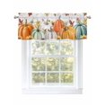 thumbnail image 1 of Fall Orange Green Pumpkin Valances for Windows Sunflower Maple Leaf Wood Grain Kitchen Valance Curtain Rod Pocket Small Curtains for Cafe Bathroom Laundry Basement 60" x 18", 1 of 8