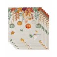 thumbnail image 1 of Fall Orange Green Pumpkins Cloth Napkins Set of 6 Reusable Dinner Napkins, Thanksgiving Maple Leaf Rustic Cocktail Napkin Washable Table Napkins for Wedding/Holiday Party/Baby Shower 20"x20", 1 of 7
