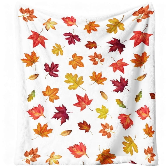 Fall Orange Leaf Throw Blanket Pumpkin Leaves Autumn Halloween Blanket, Flannel Soft Cozy Blanket for Living Room Couch Bed Chair Dorm