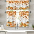 thumbnail image 1 of Fall Orange Leaves Kitchen Window Curtains Valance and Tier Set 36 Inch, Autumn Watercolor Pumpkin 3 Piece Window Treatment Tiers for Living Room Bedroom Kitchen Decor Drapes, 1 of 6