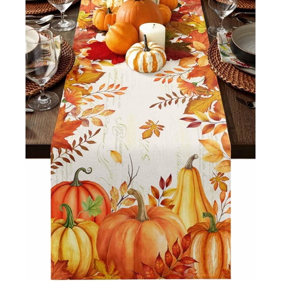 Fall Orange Maple Leaves Table Runner 13 x 120 Inch, 120 Inches Long ...