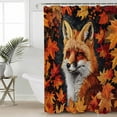 thumbnail image 1 of Fall Orange Maple Leaves Waterproof Fabric Shower Curtain, Autumn Forest Animal Fox Shower Curtain for Bathroom Curtains Bathtubs Hotel Washable Shower Curtains with 12 Hooks Standard 72x72, 1 of 6