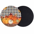 thumbnail image 1 of Fall Orange Pumpkin Coasters Set of 2, Absorbent Coasters for Drinks, Autumn Leaves Thanksgiving Retro Check Coaster for Desk Coffee Table Protection, Home Decor House Warming Gifts 4", 1 of 8