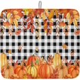 thumbnail image 1 of Fall Orange Pumpkin Dish Drying Mats for Kitchen Counter, Thanksgiving Buffalo Plaid Microfiber Absorbent Dish Drainer/Rack Mat, Reversible Hangding Quick Drying kitchen Mats, 16x18inch, 1 of 6