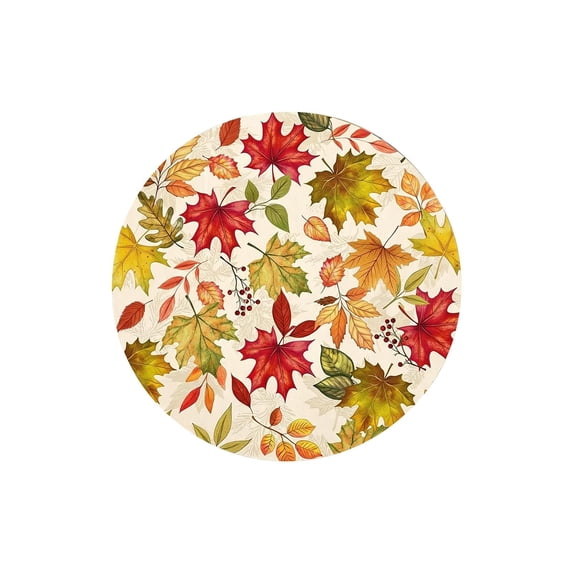 Fall Orange Pumpkin Round Tablecloth, Autumn Floral Table Cover, Thanksgiving Harvest Washable Tablecloth for Party Holiday Decor 47 In C