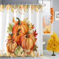 thumbnail image 1 of Fall Orange Pumpkin Watercolor Maple Leaf Shower Curtain for Bathroom, Happy Thanksgiving1 Waterproof Shower Curtains Washable Quick Dry with Hooks Bathtub Curtains 72x72 IN, 1 of 6