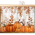 thumbnail image 1 of Fall Orange Pumpkins Cabinet Curtains 28''x35'', Thanksgiving Autumn Leaf Wood Grain Sink Base Skirt for Bathroom Kitchen Under Desk, Laundry Privacy Drape Waterproof Closet Dishwasher Curtains, 1 of 9