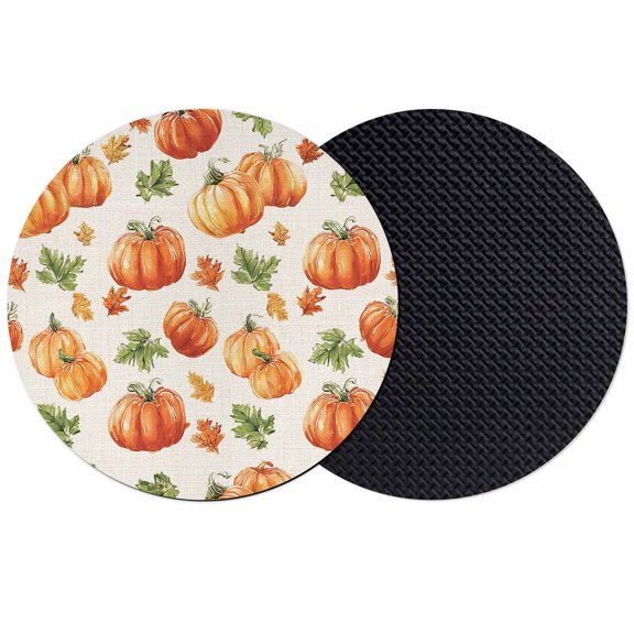 Fall Orange Pumpkins Coasters Set of 2, Absorbent Coasters for Drinks, Autumn Maple Thanksgiving Retro Country Coaster for Desk Coffee Table Protection, Home Decor House Warming Gifts 4"