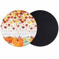 thumbnail image 1 of Fall Orange Pumpkins Coasters Set of 2, Absorbent Coasters for Drinks, Thanksgiving Maple Leaf Wood Grain Coaster for Desk Coffee Table Protection, Home Decor House Warming Gifts 4", 1 of 8