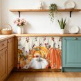 thumbnail image 1 of Fall Orange Pumpkins Small Sink Skirt 10"Wx11"L,Dustproof Under Sink Curtain with Self Adhesive Tape,Thanksgiving Floral Maple Leaf Cabinet Curtain Cover for Bathroom Vanity,Kitchen Storage Shelf,RV, 1 of 9