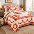 Fall Orange Queen Size Quilt Set 3 Pieces Lightweight Polyester ...