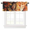 thumbnail image 1 of Fall Orange Valances for Windows Red Maple Leaves Animal Owl Rod Pocket Curtain Valance Window Treatment Short Curtains for Kitchen Living Room, 54"x18", 1 of 5