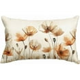 thumbnail image 1 of Fall Orange and Brown Poppy Floral Throw Pillow Cover 20x30 Inch, Seasonal Autumn Thanksgiving Harvest Cushion Case Decoration for Sofa Couch, 1 of 3