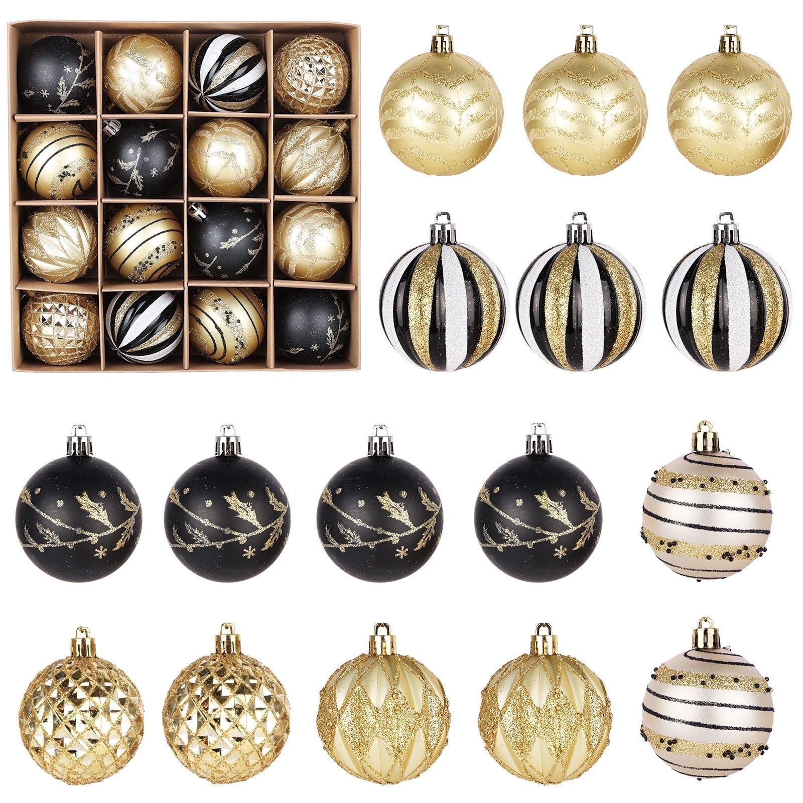 Fall Ornaments for Christmas Trees, 16ct Bronze Copper Brown Gold Shatterproof Fall Christmas Tree Decorations, 2.36 Inches Luxury Hanging Ball Ornaments for Thanksgiving Autumn Harvest