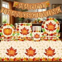 Fall Ornaments Thanksgiving Paper Plates Festive Fall Pumpkin And Maple Leaves Pattern Disposable Tableware For Fall Harvests Party