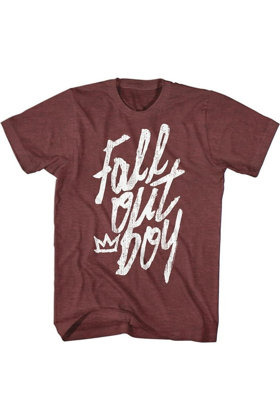 Fall Out Boy Logo Handwritten Vintage Maroon Heather Adult T-Shirt
