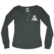 Fall Out Boy Long Sleeve Shirt Girls Juniors- FOB Lapel Chicago Skull Back Image (X-Large)