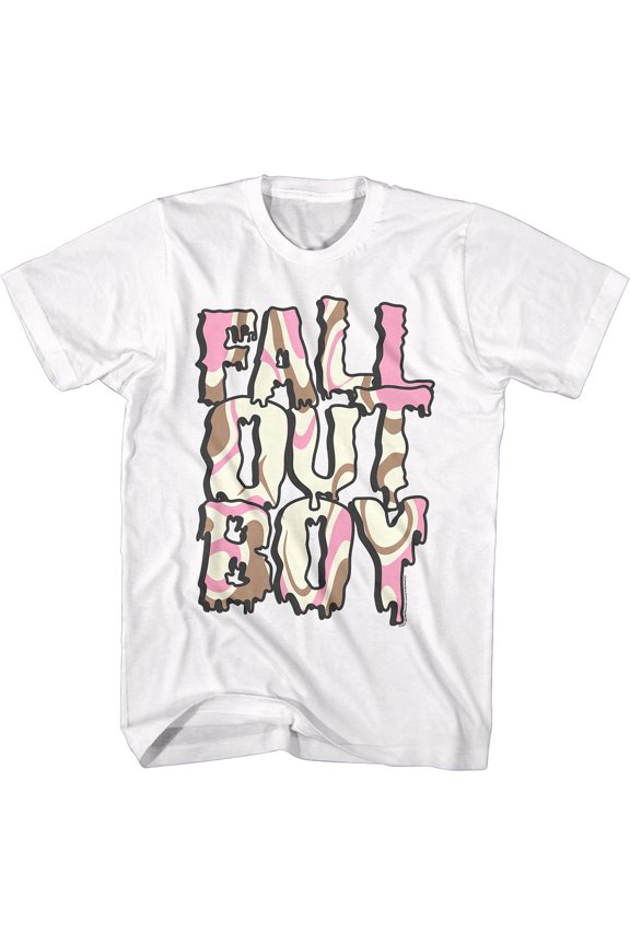 Fall Out Boy Neapolitan Logo White Adult T-Shirt 4Xl