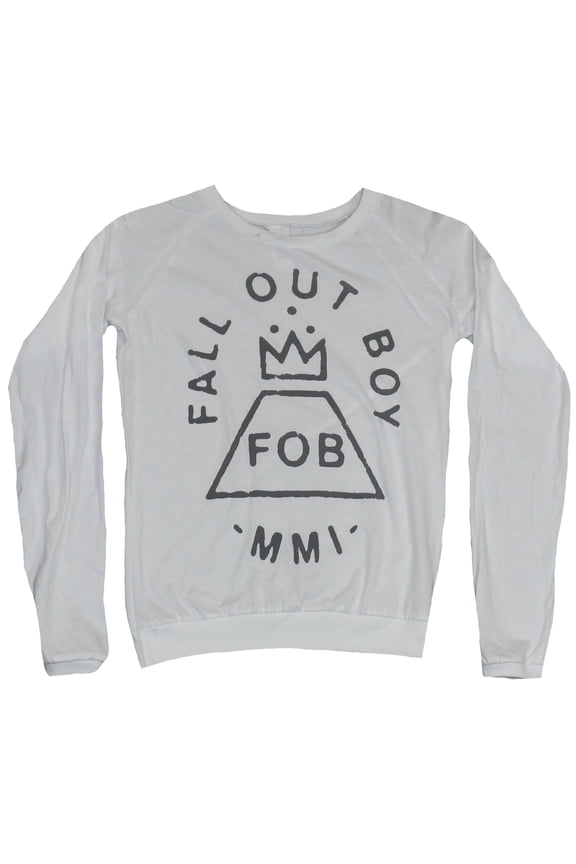 Fall Out Fallout Boy Girls Juniors Light Pullover - Simple Word Black line Crown (Small)