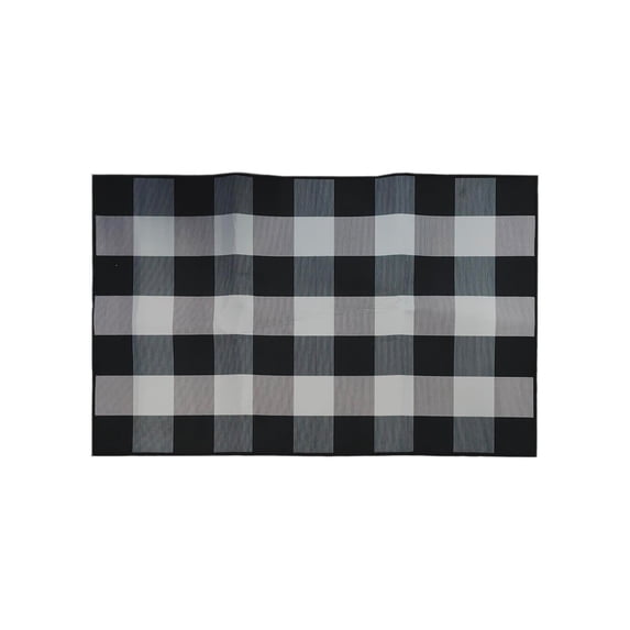 Fall Outdoor Black and White Plaid Rug - 35.4x 23 Inches Cotton Hand-Woven Checked Rug Layered Doormats for Front Door Porch Farmhouse Entryway Patio