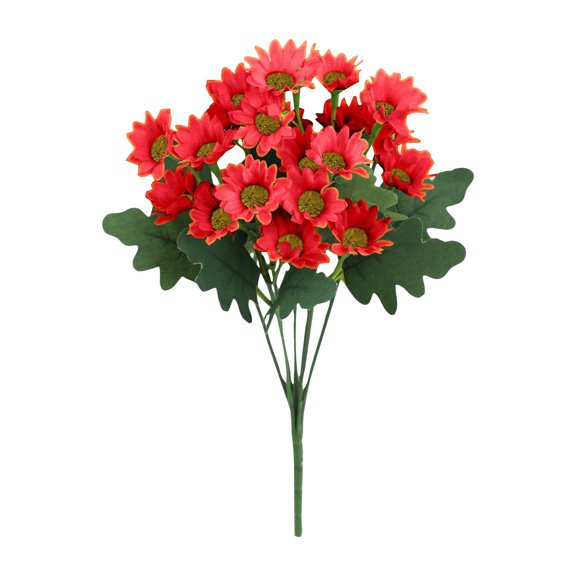 Fall Outdoor Decor, 5Pcs Artificial Outdoor Sunset Mums & Chrysanthemums, Rose Red Fake Flowers - Uv Resistant, Windproof Fake Fall Decor - For Outdoor Home Garden Patio