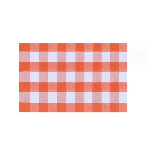 Fall Outdoor Orange and White Plaid Rug - 35.4x 23 Inches Cotton Hand-Woven Checked Rug Layered Doormats for Front Door Porch Farmhouse Entryway Patio