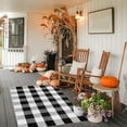 thumbnail image 1 of Fall Outdoor Plaid Rug - Hand-Woven, Modern Design for Front Door, Patio, and More，Black, 1 of 7