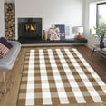 thumbnail image 1 of Fall Outdoor Rug Brown and White Buffalo Plaid Rug Cotton Hand-Woven Buffalo Check Rug Layered Doormats for Front Door/Front Porch/Farmhouse/Entryway/Patio, 1 of 16