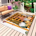 thumbnail image 1 of Fall Outdoor Rug for Patio/Deck/Porch, Non-Slip Large Area Rug 5 x 8 Ft, Gnomes Orange White Pumpkin Leaves Plaid Striped Indoor Outdoor Rugs Washable Area Rugs, Reversible Camping Rug Carpet Runner, 1 of 8