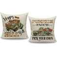 thumbnail image 1 of Fall Outdoor Throw Pillow Covers 18x18 Set of 2 Autumn Pumpkin Truck Decorative Pillow Covers for Farmhouse Home Front Porch and Room, 1 of 1