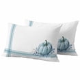 thumbnail image 1 of Fall Outdoor Waterproof Pillow Covers, Blue Pumpkin Thanksgiving Autumn Stripe Leaf Decorative Rectangle Throw Pillowcase Sofa Cushion Sham for Patio/Couch/Chair, 20"x12" 2 Pack, 1 of 8