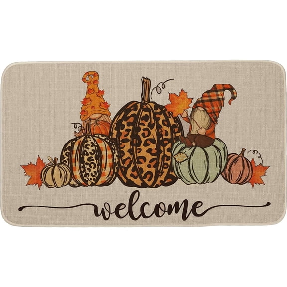 Fall Outdoor Welcome Mat Autumn Pumpkin Thanksgiving Door Mat Outdoor Entrance Fall Welcome Outdoor Mats for Front Door Fall Door Decor 17" x 30"