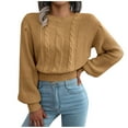 thumbnail image 1 of Fall Outfits, Clothes Cream Sweater Women Green Xxl Women's Autumn Winter Top Ins Style Casual Lantern Sleeve Knitted Sweater And Top Casual Lantern Sweater V Neck Women's Sweatera (L, Khaki) TBKOMH, 1 of 5